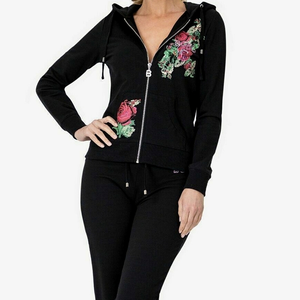 BCBG MAXAZRIA FLORAL PRINT HOODIE AND PANT SET